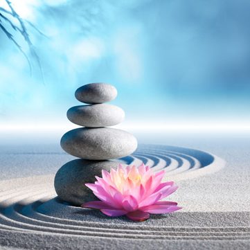 stacking-rocks-zen-stones-sand-pink-flower